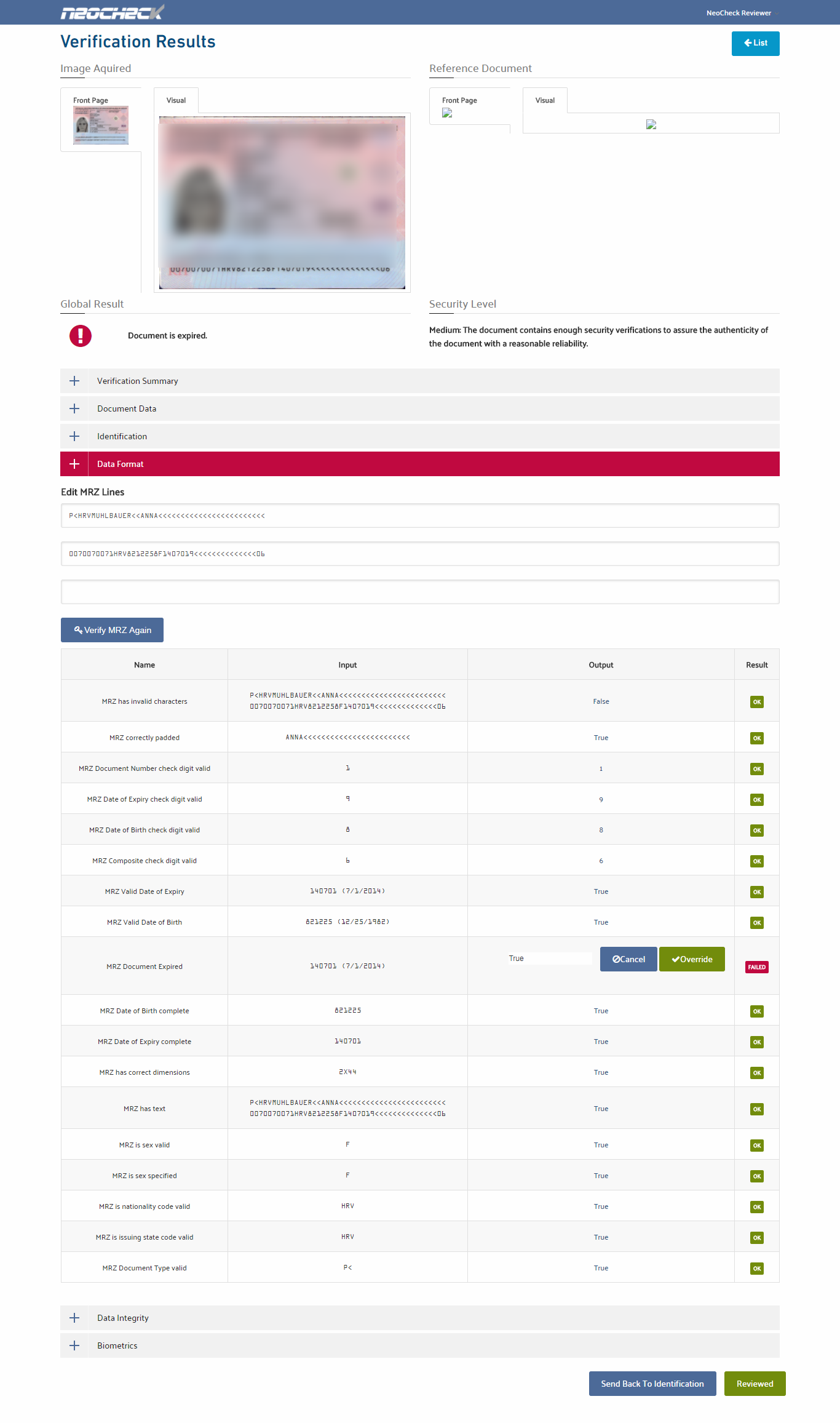 verificación resultados